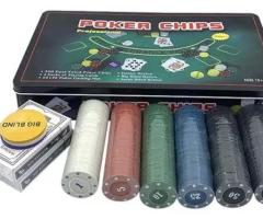 Set De Poker 300 Fichas + Cartas + Paño + Caja De Metal